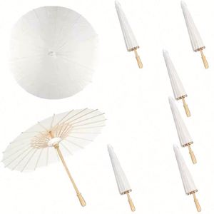 Parasol de mariage en bambou peint à la main avec revêtement écologique sans cire, motif floral pour la décoration de la fête nuptiale - Product Image 4