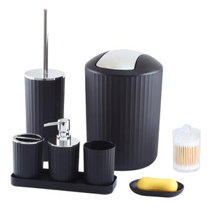 MOOZI MZ001 Set Aksesoris Kamar Mandi Ramah Lingkungan 6 Buah dari Plastik dengan Dispenser Sabun dan Nampan untuk Penggunaan di Rumah - Product Image 1