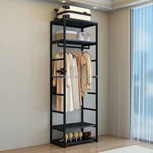 [Version haute] Porte-vêtements en métal, étagère de rangement ouverte, étagère assemblée, étagère sur pied, armoire - Product Image 1