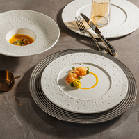 2024 Hôtel platos plato plano de cermica Porcelana Blanc Plat Table Ensemble Porcelaine Fine À Manger Assiettes En Céramique Plat Plats