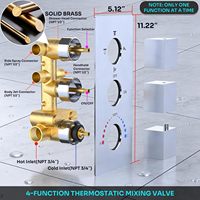 HOMEDEC Système de douche mural en laiton chromé 10 pouces avec barre coulissante carrée, vanne inverseur thermostatique 4 voies et jet complet