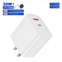 Pengisi Daya Dinding PD30W Dual Port, USB A+Type C Pengisi Daya Cepat untuk Ponsel, Adaptor Pengisi Daya dengan Colokan US EU untuk Ponsel dan Tablet