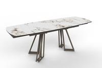 Usine chinoise vend personnalisé moderne léger luxe pieds en métal céramique table de table verre trempé meubles de salle à manger 4 places table