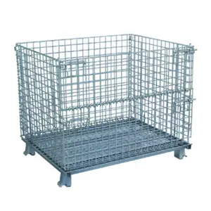 China Factory Stack able Colla psible Folding Storage Metall Stahldraht Mesh Cage zu verkaufen
