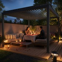 Pergola bioclimatique extérieure en aluminium avec toit à lames motorisé, gazebo de jardin, auvent de terrasse, design modulaire, commande intelligente