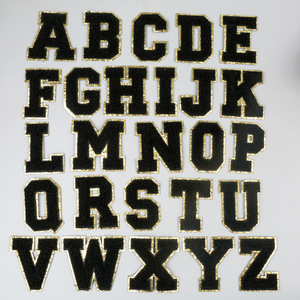 26 <span class=keywords><strong>Pezzi</strong></span> <span class=keywords><strong>di</strong></span> Toppe Ricamate con Lettere Inglesi Nere su Sfondo Dorato, Accessori per Abbigliamento, Cappelli, Borse - Product Image 3