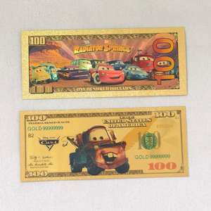 Billete Conmemorativo de <span class=keywords><strong>Pixar</strong></span> <span class=keywords><strong>Cars</strong></span> con Recubrimiento de Lámina Dorada, Diseño de 100 Dólares, Regalo Coleccionable para Niños y Fans - Product Image 5