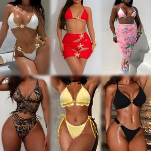 Conjuntos de Bikini de Verano para Mujer, Traje de Baño de Dos Piezas con Tirantes Coloridos, Poliéster, Talla Única, Precio Económico, Ropa de Playa, Envío Aleatorio - Product Image 4