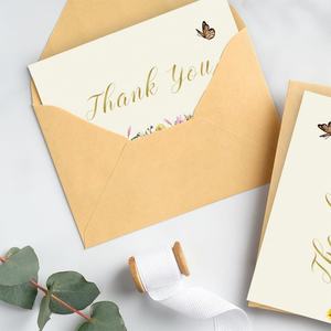 Estampado de lujo Gracias Flores Tarjetas de felicitación <span class=keywords><strong>Felicitaciones</strong></span>/Día DE LA <span class=keywords><strong>MADRE</strong></span>/Feliz cumpleaños Tarjetas de papel de aluminio dorado con sobres - Product Image 2