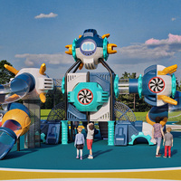 Équipement de terrain de jeu extérieur de luxe, durable et de style robotique pour enfants, destiné aux parcs à thème de grande envergure et aux centres de villégiature mondiaux