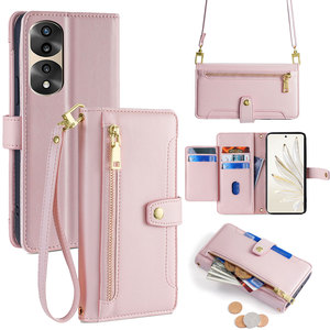 Étui <span class=keywords><strong>portefeuille</strong></span> en cuir 2026 avec sangle pour téléphone portable <span class=keywords><strong>Honor</strong></span>, sacoche bandoulière pour <span class=keywords><strong>Honor</strong></span> 80 70 60 Magic 6 5 4 Pro - Product Image 1