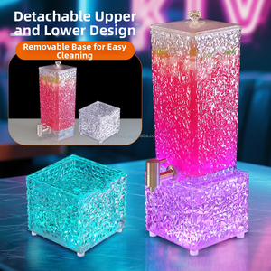 Distributeur de boissons en acrylique éclairé par LED, carré, 13x13x43cm, avec robinet en acier inoxydable, refroidisseur de fête - Product Image 4