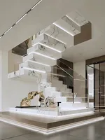 ECT 2023 Intérieur Design Moderne Bande de roulement en bois avec lumières Escalier flottant