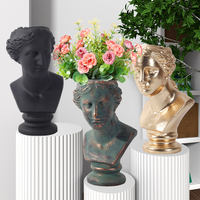 Portrait créatif Sculpture David noir mat Pot de fleurs extérieur intérieur tête Pots de fleurs argile visage planteur Pot de fleur