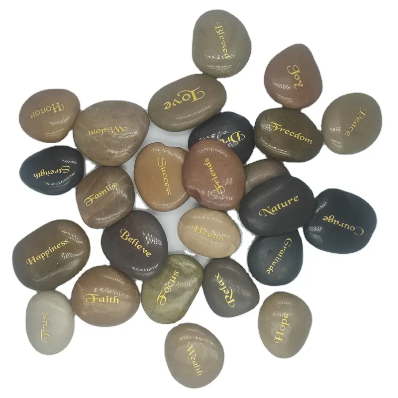Jiujisheng Wholesale Custom Carved Stone Pebbles Blessing Stone Votive Stone Word Pebbles