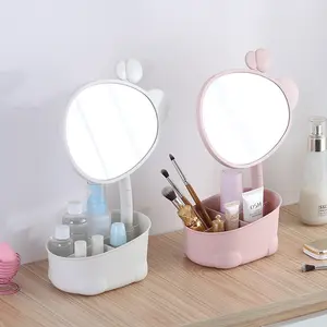 Desktop Makeup Tools Giraffe Storage Makeup Mirror Student Dormitory Desktop Princess Mirror Cartoon Cute Beauty Mirror