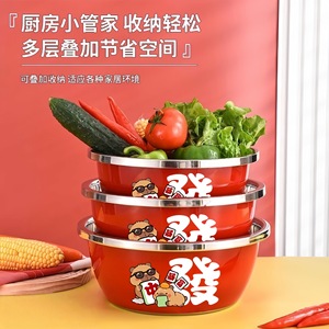 Stainless Steel Mixing Bowl Food Grade Round Basin Kitchen Soup Dough Seasoning <b>Vegetable</b> Basin 20-32cm - Product Image 4