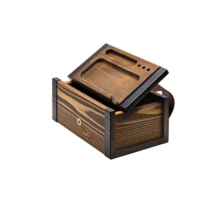 Caja de Almacenamiento de <span class=keywords><strong>Madera</strong></span> de Pino Rústica con Logotipo Personalizado, Tapa con Ranura para Accesorios, Acabado Carbonizado, Organizador de Escritorio, Caja de Regalo de <span class=keywords><strong>Madera</strong></span> - Product Image 2