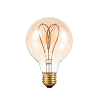 Boîtier en verre décoration en forme d'amour 2300k led G95 e27 4w ampoule à filament