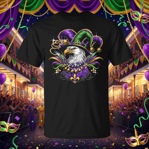 T-shirt colorata Eagle Mardi Gras Party per adulti unisex nera - Product Image 3