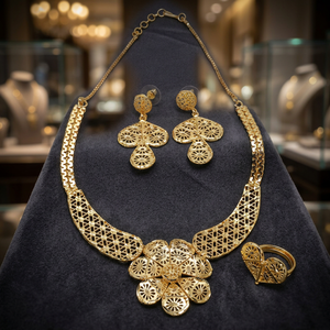 Venta al por mayor formando 14K 18K 24K collares chapados en oro diseño Floral tradicional joyería de moda latón oro relleno joyería - Product Image 2