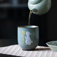 Devenez Riche Instantanément Coffret Cadeau de 5 Tasses à Thé en Céramique Design Rétro Luxe Léger Origine Dehua Souvenir d'Entreprise
