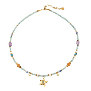 Nuovi Arrivi: Collana Artigianale in Pietra Naturale con Ciondolo in <span class=keywords><strong>Amazzonite</strong></span> Placcato Oro, <span class=keywords><strong>Gioielli</strong></span> da Donna - Product Image 4