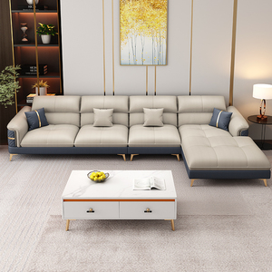Muebles de Sala de Estar, Juego de Sofás de Cuero en Forma de <span class=keywords><strong>L</strong></span>, Diseño Moderno, Combinación de Sofás para Sala de Estar - Product Image 1