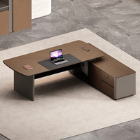 Ensemble de bureau de direction moderne de luxe en forme de L avec chaise et armoire latérale de rangement pour hôpital, hôtel, bureau à domicile