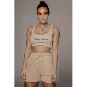 Conjunto Deportivo <span class=keywords><strong>de</strong></span> Dos Piezas para Mujer, <span class=keywords><strong>Top</strong></span> Corto <span class=keywords><strong>de</strong></span> Punto <span class=keywords><strong>de</strong></span> Algodón y Pantalones Cortos <span class=keywords><strong>de</strong></span> Ciclista, Traje Deportivo <span class=keywords><strong>de</strong></span> Verano - Product Image 3