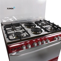Four commercial Xunda 90 cm, cuisinière électrique et à gaz 6 feux, 4 brûleurs et 2 plaques chauffantes électriques avec four électrique pour la cuisson