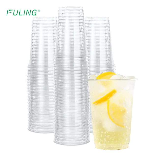 FULING vasos de plastico Taza de bebida fría PET 8/9/10/12/14/16/20/24/32 oz Vaso de plástico desechable