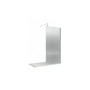 PTB Walk-in Shower Enclosure Door 8mm Transparent Water Corrugated Tempered Glass Bathroom Screen With Support Bar