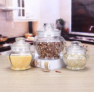 Bocal <span class=keywords><strong>en</strong></span> verre gaufré à rayures de 2000ml/650ml avec couvercle pour le stockage des <span class=keywords><strong>cornichons</strong></span> et des fruits secs, idéal pour les cadeaux, vente <span class=keywords><strong>en</strong></span> gros - Product Image 1