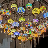 Lampes suspendues islamiques en mosaïque turque de grande taille, verre artistique décoratif, lustres arabes marocains, lampes pendantes