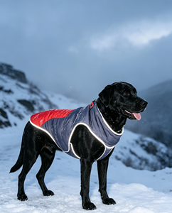 Manteau d'hiver pour chien avec bandes réfléchissantes, résistant au froid et au vent, idéal pour les promenades nocturnes ; manteau pour chien avec crochet pour laisse - Product Image 3