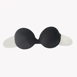 Black Skin Color One-piece Adhesive Strapless Backless Daily Use Lace Plus Size Push Up Sticky Bra