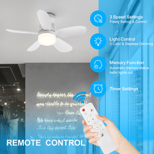 Quạt và đèn bán buôn E021, chất liệu nhựa ABS, đèn quạt 5 cánh với điều khiển từ xa, có thể điều chỉnh độ sáng, đèn quạt mini E27 - Product Image 5