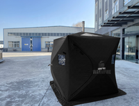 Tente de sauna de pêche sur glace quatre saisons Warmfire Oxford triple couche avec grande fenêtre, une chambre, résistante à la neige, montage rapide et automatique
