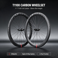 Jeu de roues en carbone Racing 2 1250g T1100 50mm Sapim CX-Ray 6-Jaw 120T HG/XDR 8-13s pour vélo de route à disque