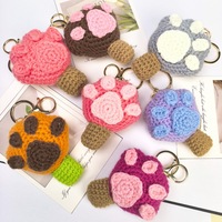 Porte-clés amigurumi en crochet en forme de pattes d'animaux (ours, chat, chien), en tricot, à poils, breloques pour sacs à main