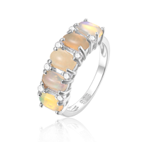 W0401 Bague de Fiançailles en Argent Sterling 925 avec Pierre Précieuse Naturelle, Bijou Fin pour Femme, Idéale pour Mariage et Cérémonie Nuptiale