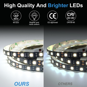Striscia LED ESann a Bassa Tensione Impermeabile IP65 60 LED/m SMD5050 PCB Nero 12V 24V DC 14.4W/M Nastro LED CRI 80 90 Adesivo 3M - Product Image 4