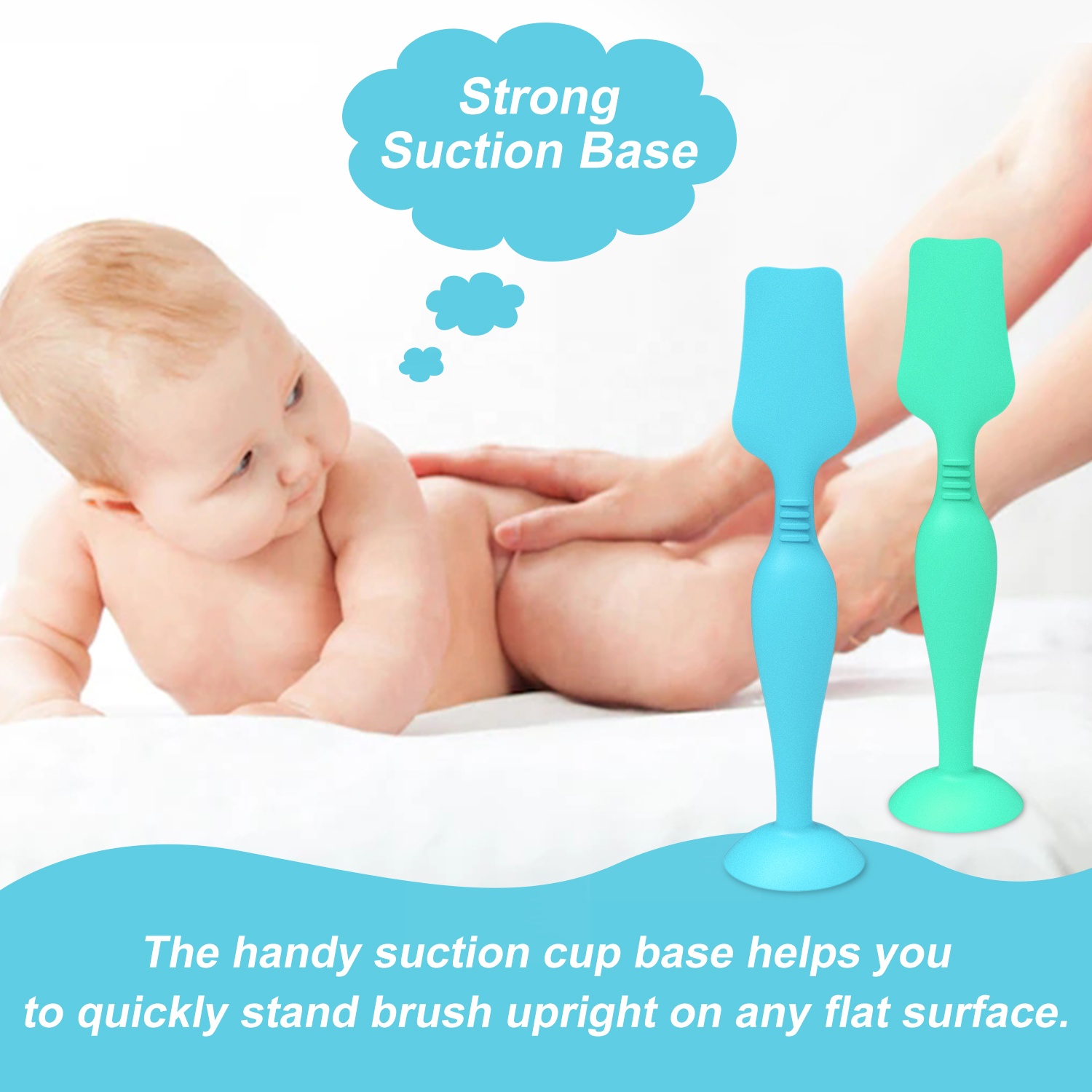 Spatules Crème Pour Bébé - 2 Tailles + Étui - Silicone Doux Contre L'Érythème Fessier