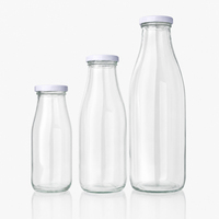 Bouteilles en verre pour jus de fruits, thé glacé, lait, avec couvercles métalliques, 6 oz, 8 oz, 10 oz, 16 oz