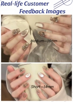 Lot de 10 faux ongles en gel press-on, motif amande française 3D, faits à la main, pour salon de manucure, en acrylique