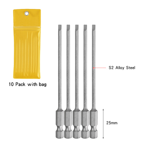 Embout de tournevis magnétique à tête plate de 100 mm de long, 3 mm, tige hexagonale de 1/4 pouce, acier S2 <span class=keywords><strong>pour</strong></span> visseuses à percussion, aimant puissant - Product Image 6