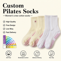 Chaussettes de sport et de yoga pour femmes et jeunes filles, avec logo personnalisé OEM, en coton, antibactériennes, respirantes, antidérapantes, à revers, pour l'automne