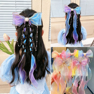 Presilha de Cabelo Personalizada para Meninas com Laço Arco-Íris, Flor e Borla, Tiara Fofa de Princesa para Tranças, Rabo de Cavalo, Fita e Acessórios de Cabelo - Product Image 2