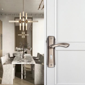 Poignée de <span class=keywords><strong>porte</strong></span> intérieure de sécurité et de confidentialité facile à installer, poignée de <span class=keywords><strong>porte</strong></span> en aluminium et en bois avec plaque de serrure pour la maison - Product Image 5